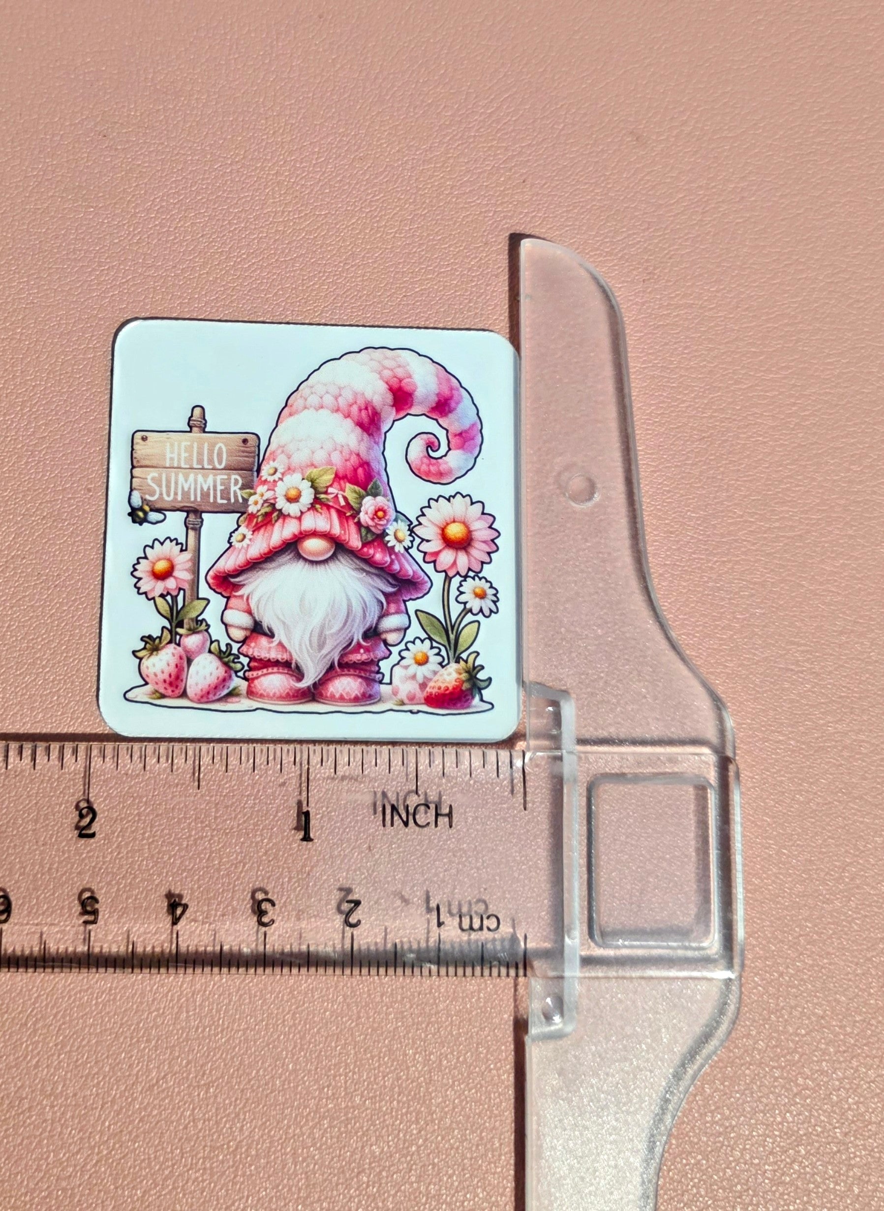 Hello Summer Pink Strawberry Gnome