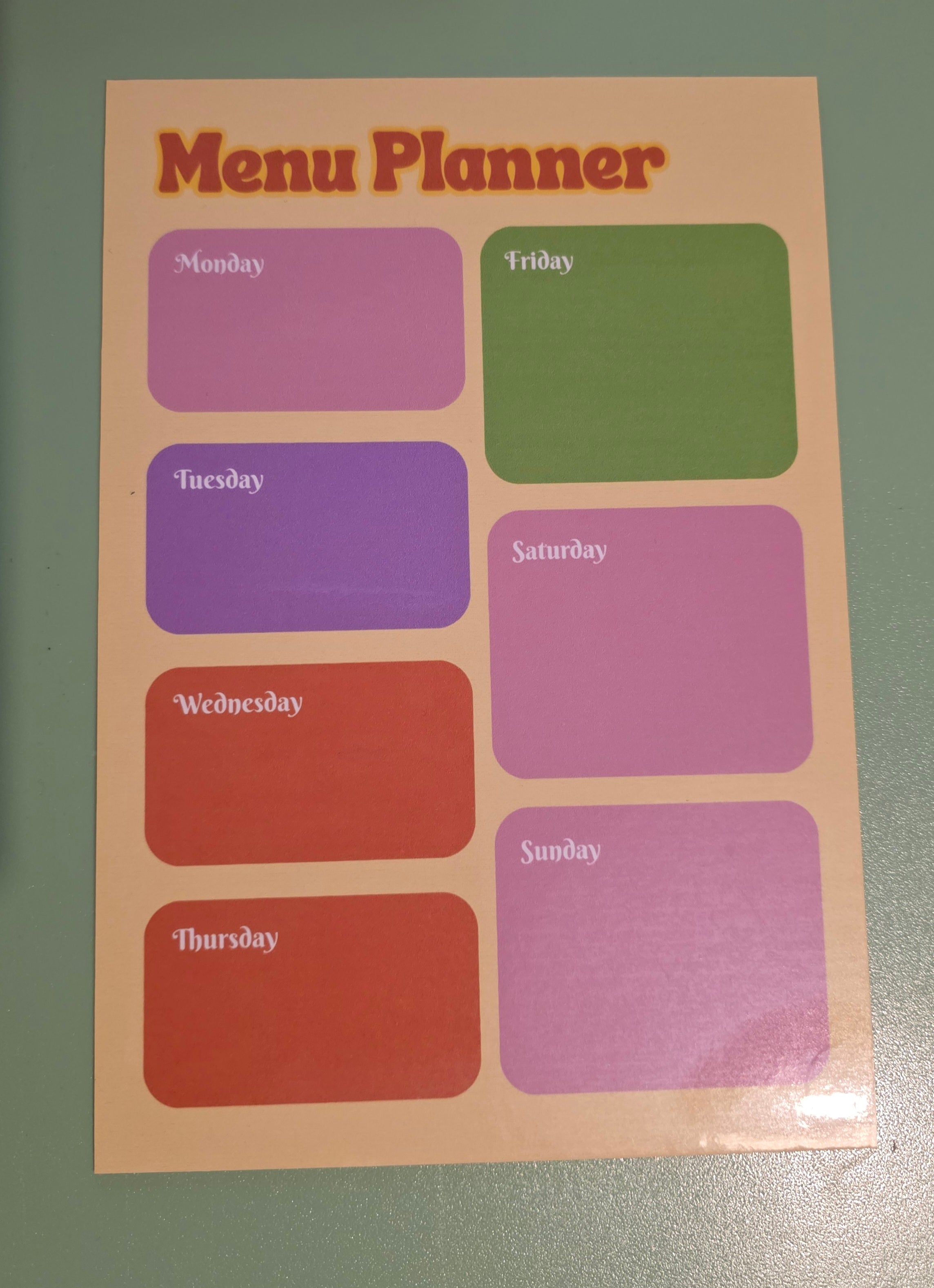 Colourful Magnetic meal planner