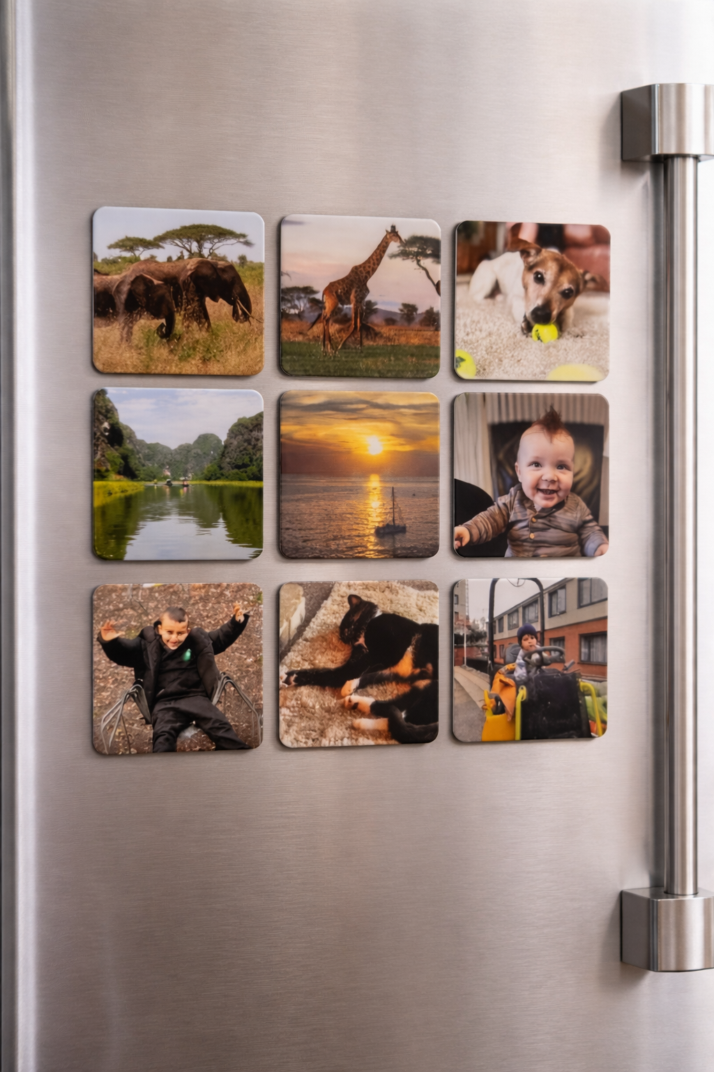 Personalised Photo Magnets – Set of 9 Custom Fridge Magnets