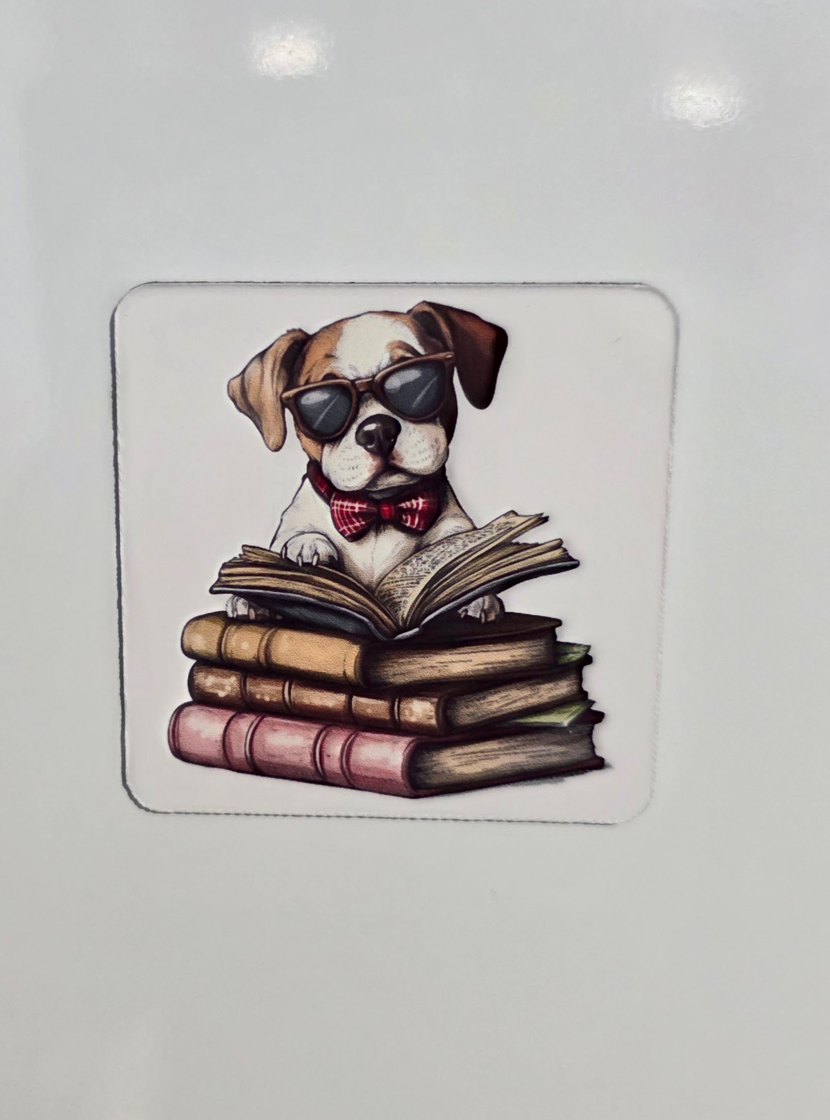 Dog with Books fridge magnet